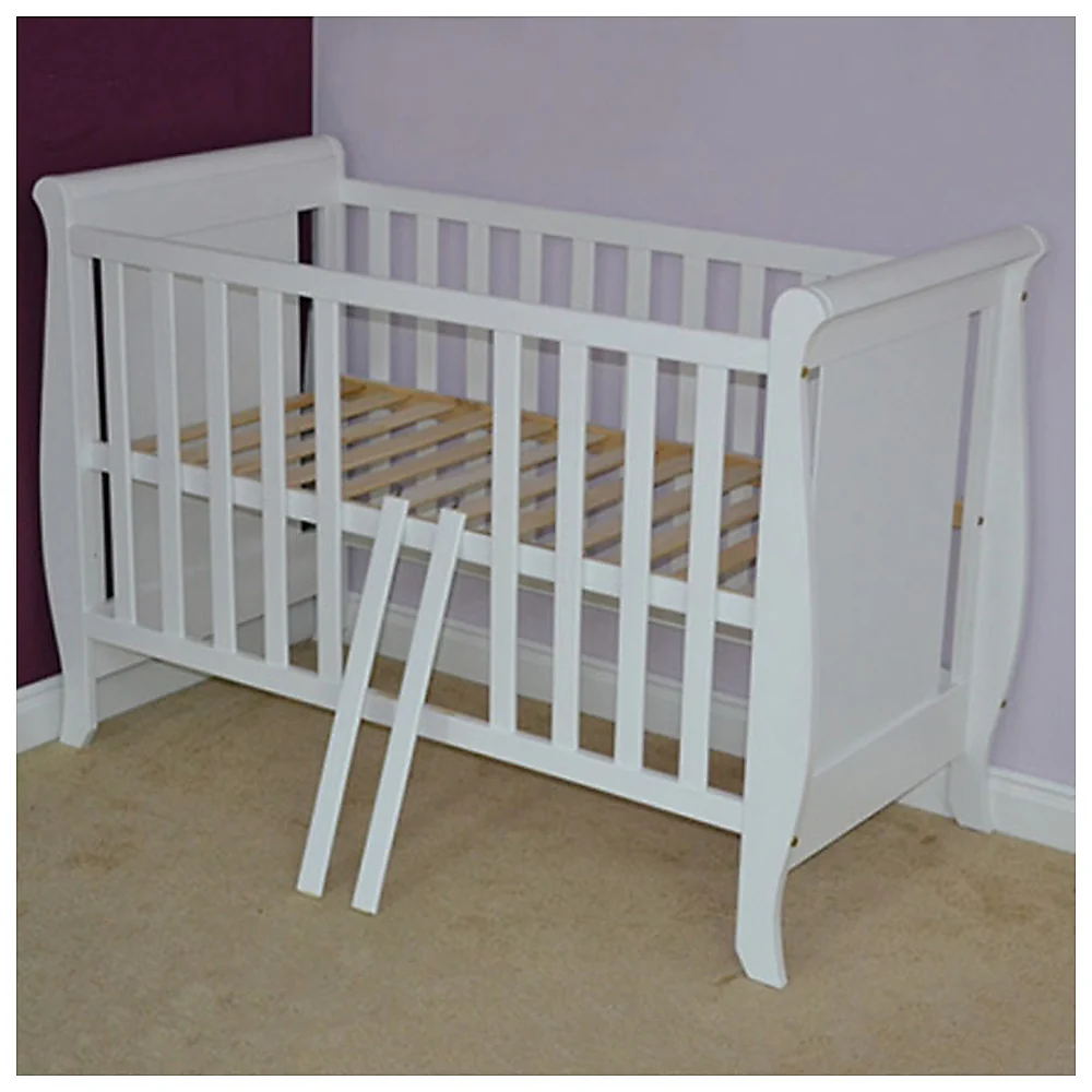 Patut copii din lemn Mira 120x60 cm alb cu sertar [4]
