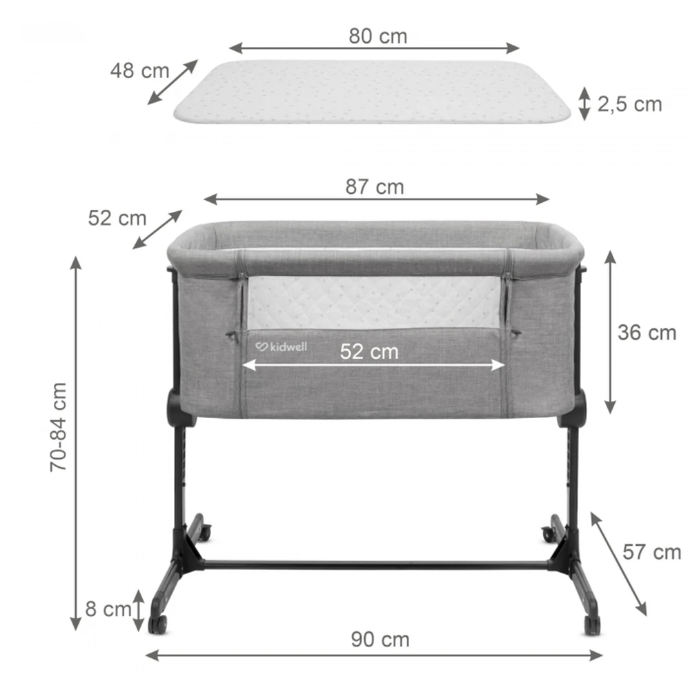 Patut cu laterala deschizabila Kidwell Snuzzy - Light Grey [8]