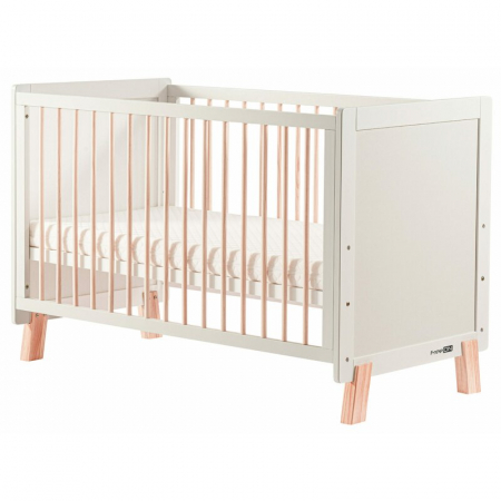 Patut din lemn bebe, 120x60 cm, FreeON, Ava Basic, Inaltime reglabila 3 nivele, Alb [2]