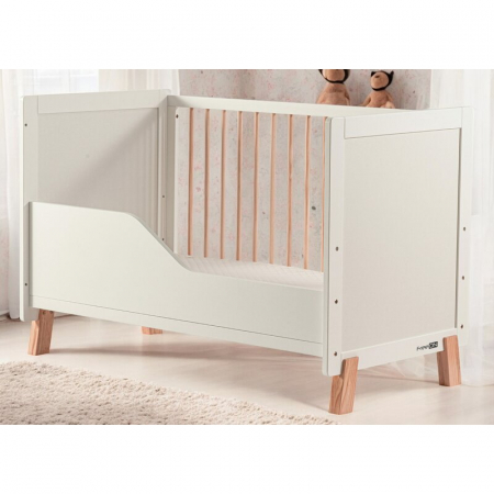 Patut din lemn bebe, 120x60 cm, Transformabil, Cu bariera de siguranta, White, FreeON, Ava [3]