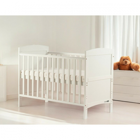 Patut din lemn bebe, 120x60 cm, Transformabil pentru bebe si junior, White, FreeON, Lory [2]