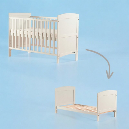 Patut din lemn bebe, 120x60 cm, Transformabil pentru bebe si junior, White, FreeON, Lory [3]