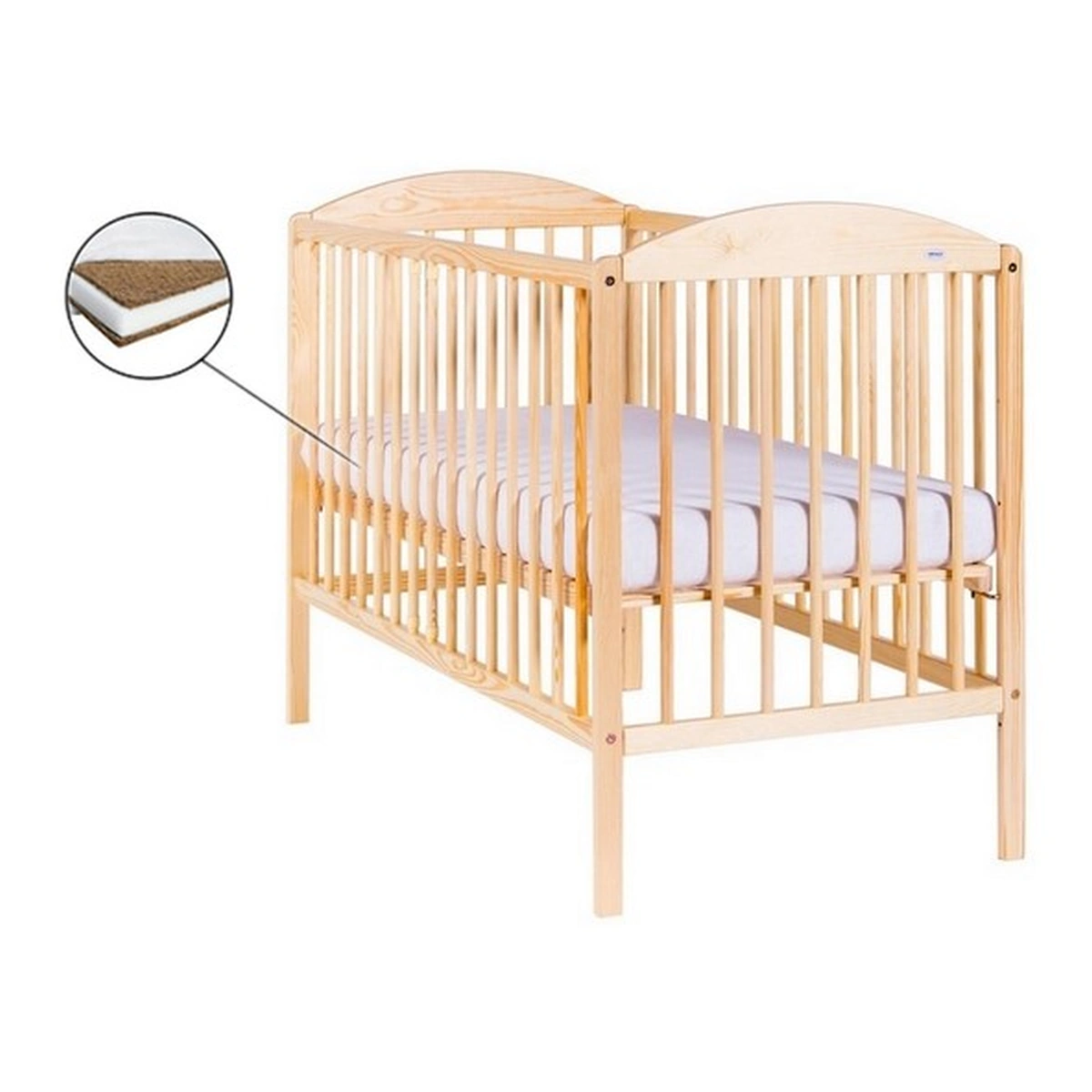 Patuturi din lemn - Patut Drewex Lulaya, 120x60 cm, Natur + Saltea Cocos