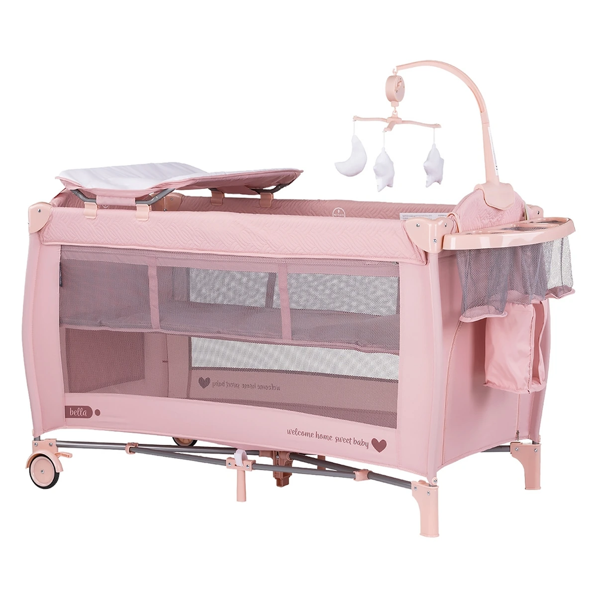 Patut pliabil Chipolino Bella Pink Marshmallow