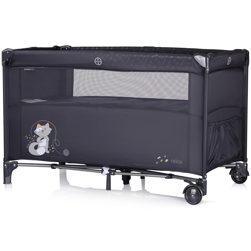 Patut pliabil Chipolino Relax cu laterala culisanta - Anthracite [2]