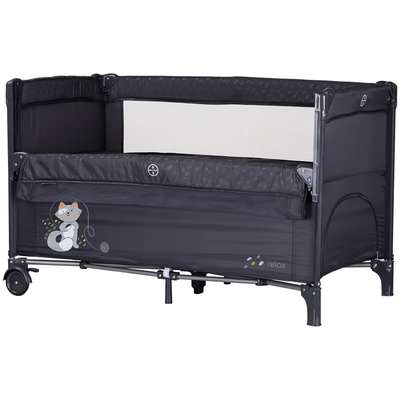 Camera copilului - Patut pliabil Chipolino Relax cu laterala culisanta - Anthracite