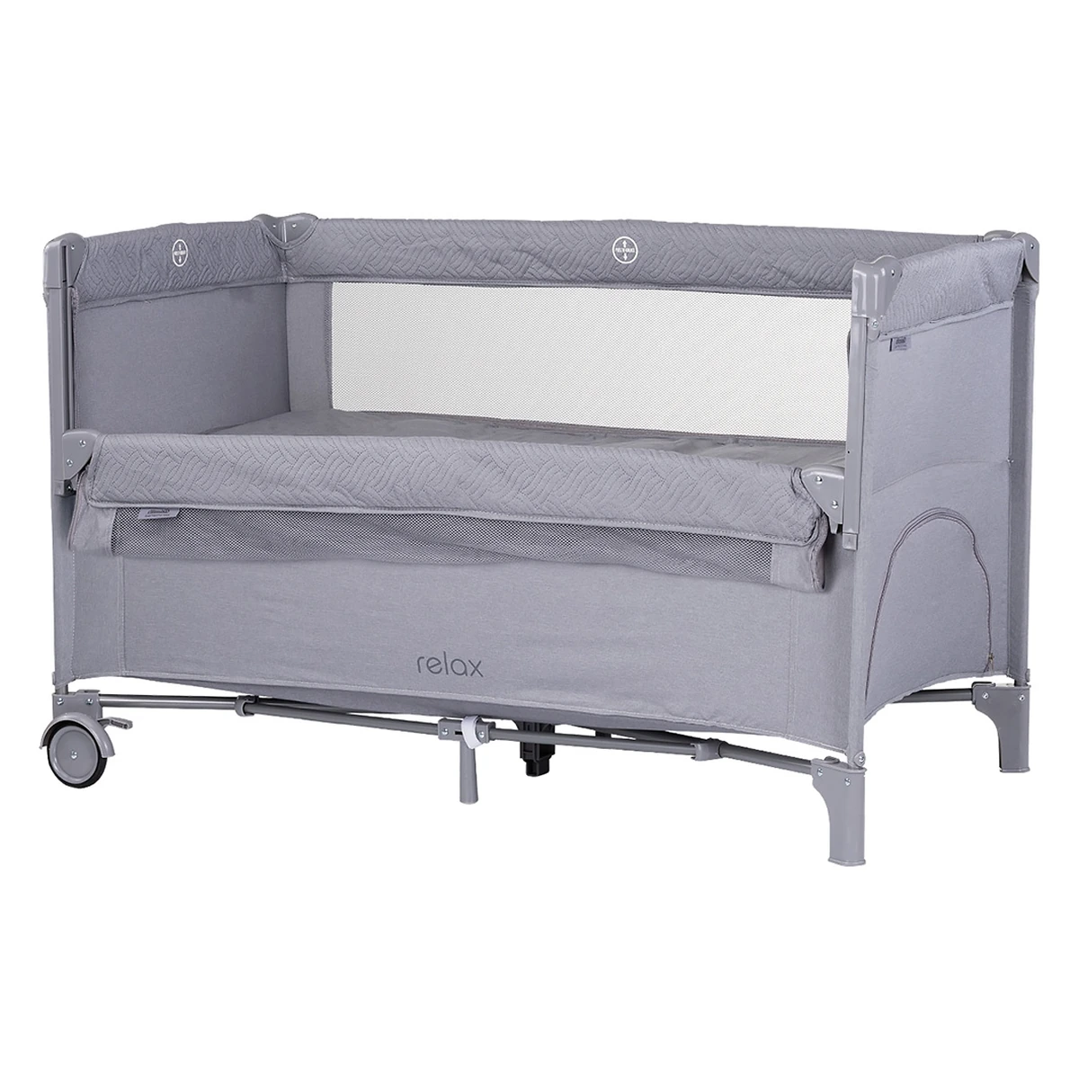 Patuturi copii - Patut pliabil Chipolino Relax cloud linen cu laterala culisanta