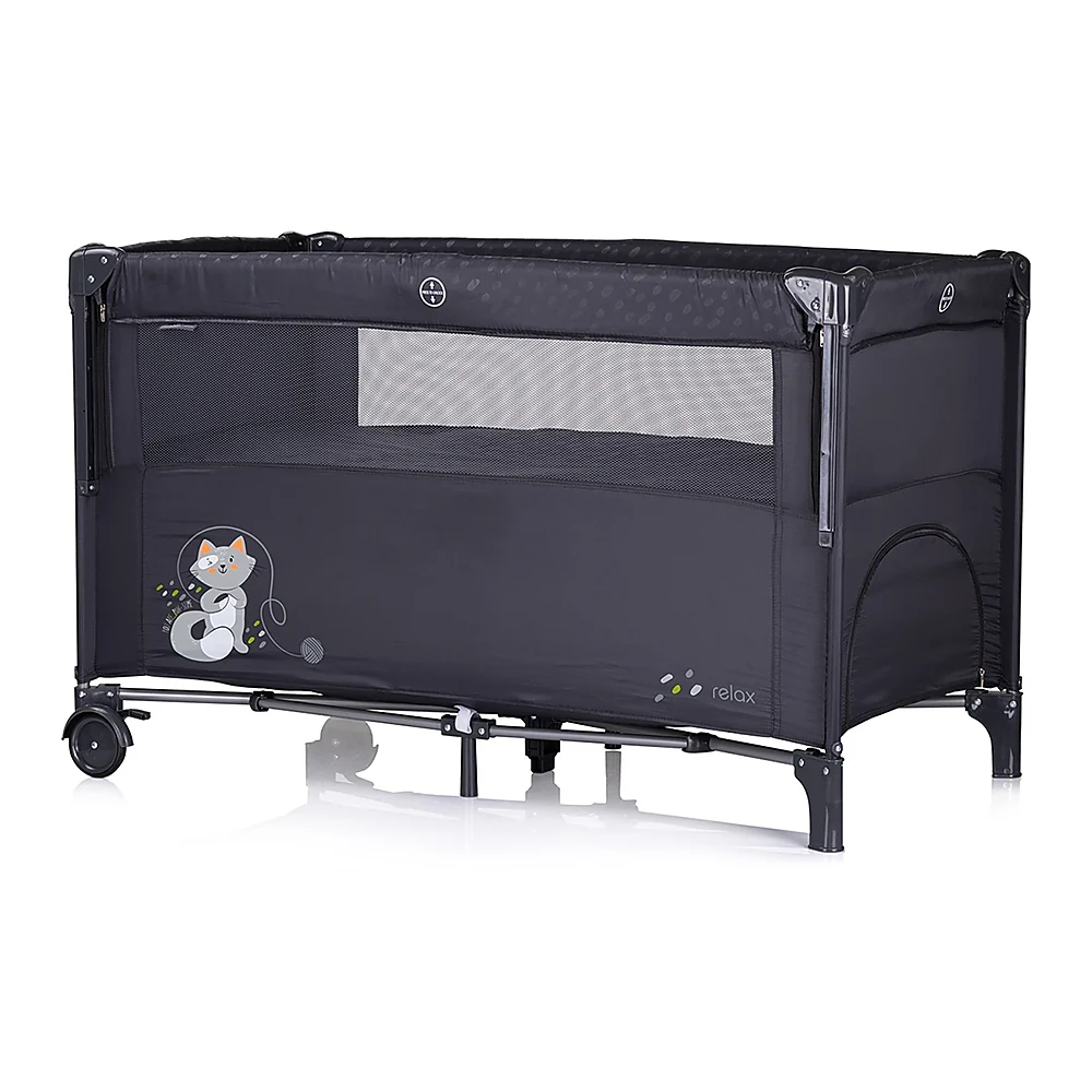 Patut pliabil Chipolino Relax cu laterala culisanta - Anthracite [1]