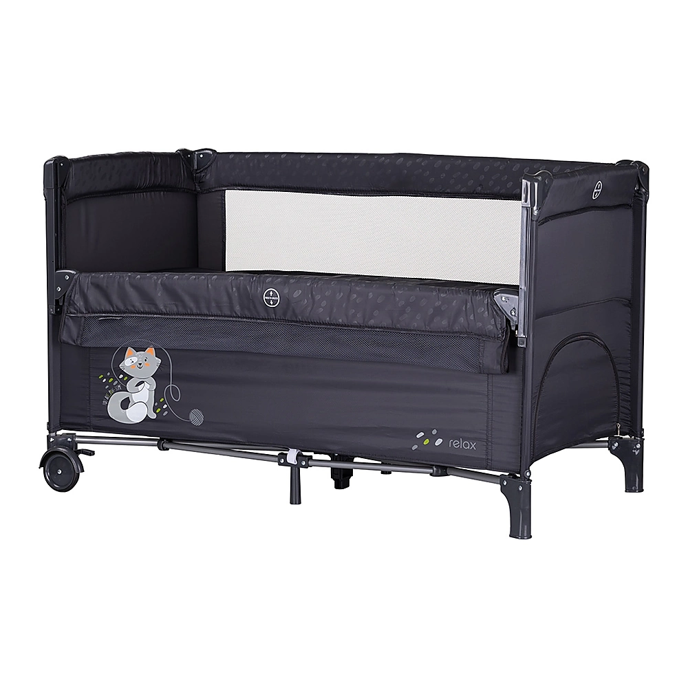 Patuturi co-sleeping - Patut pliabil Chipolino Relax cu laterala culisanta - Anthracite