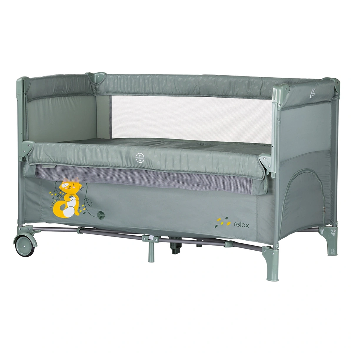 Patut pliabil Chipolino Relax cu laterala culisanta - Basil