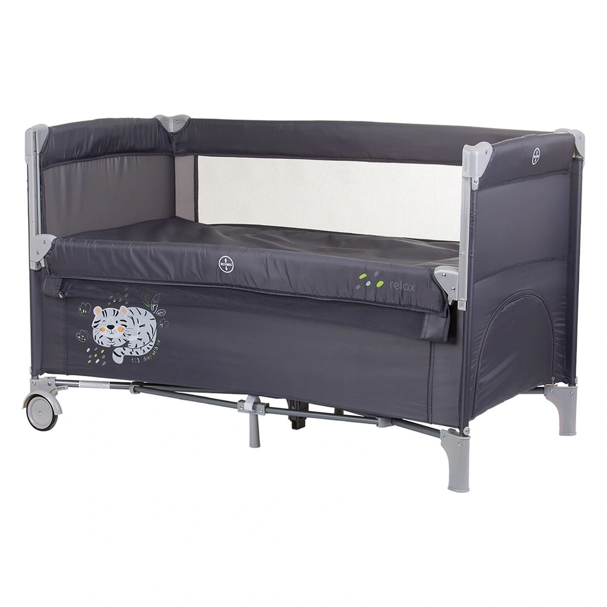 Patuturi co-sleeping - Patut pliabil Chipolino Relax cu laterala culisanta - Granite