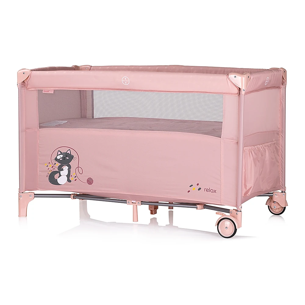 Patut pliabil Chipolino Relax cu laterala culisanta - Pink marshmallow [2]