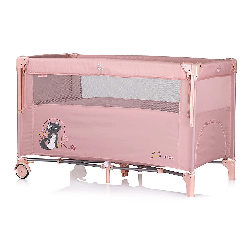 Patut pliabil Chipolino Relax cu laterala culisanta - Pink marshmallow [1]