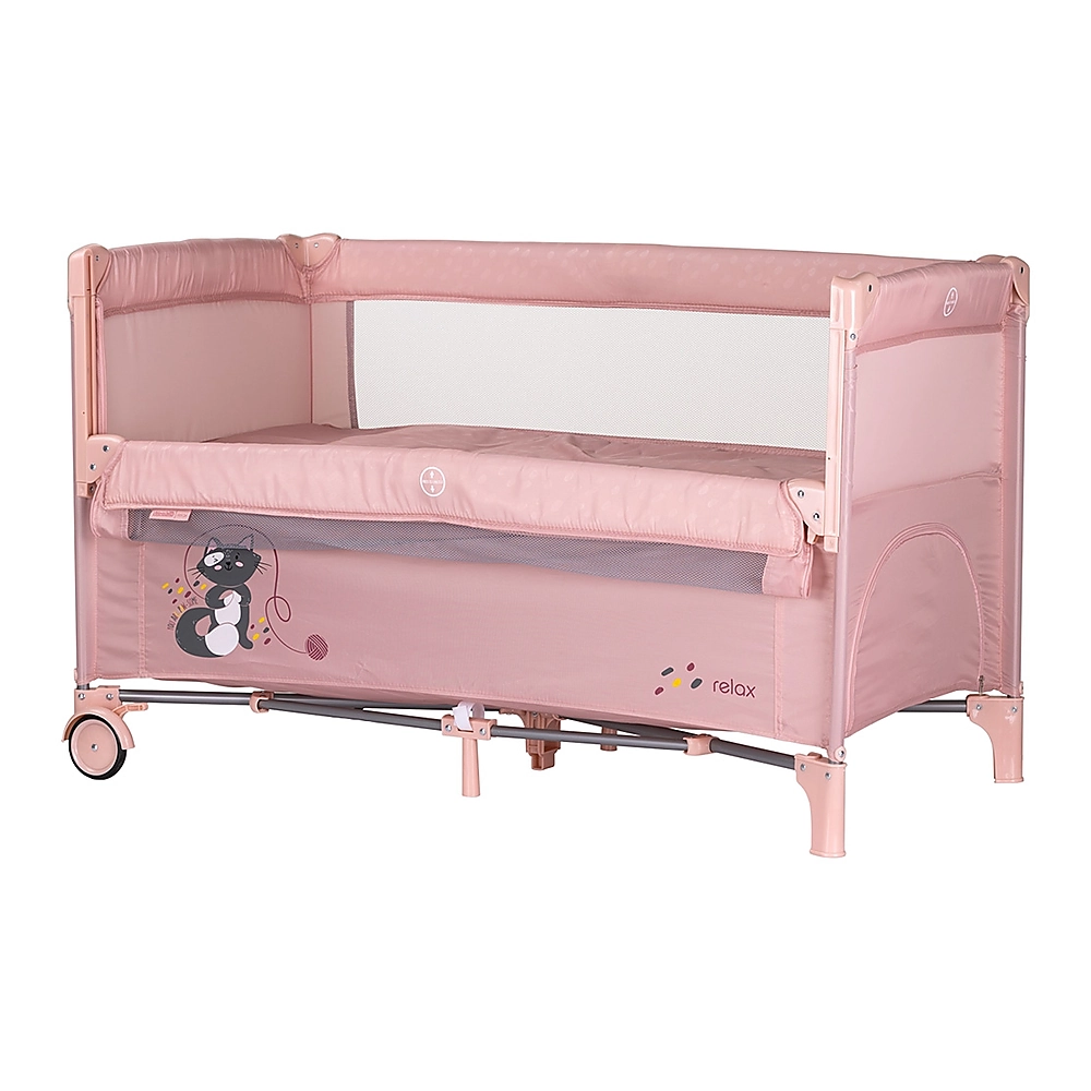 Patuturi co-sleeping - Patut pliabil Chipolino Relax cu laterala culisanta - Pink marshmallow