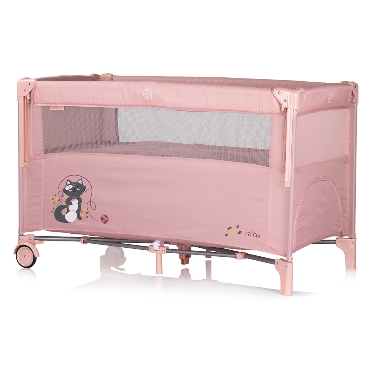 Patut pliabil Chipolino Relax cu laterala culisanta - Pink marshmallow [1]