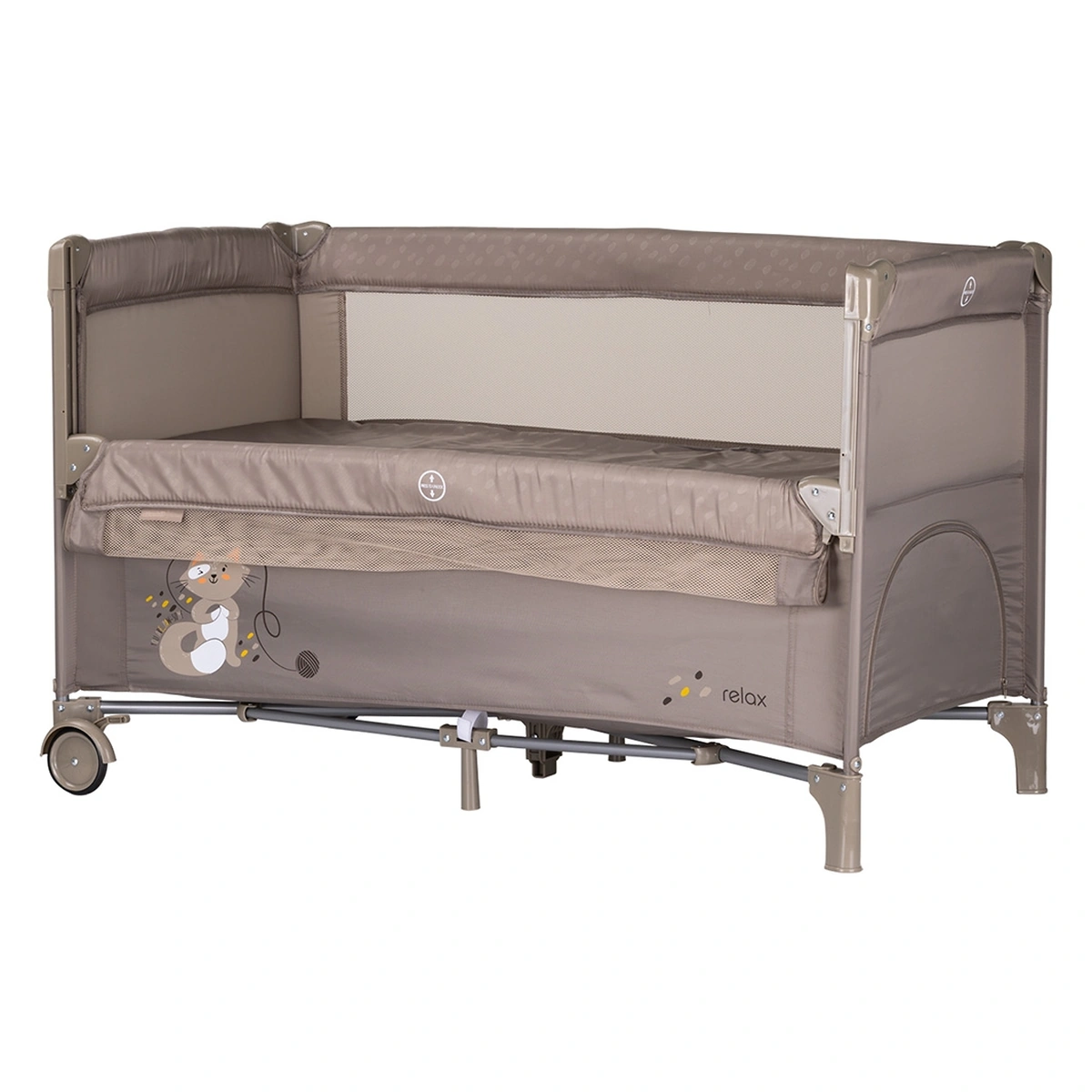 Patut pliabil Chipolino Relax cu laterala culisanta - Tiramisu