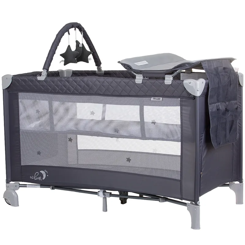 Camera copilului - Patut pliabil cu saltea de infasat Chipolino Luna, Granite