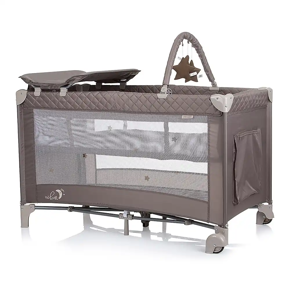 Patut pliabil cu saltea de infasat Chipolino Luna, Macadamia [1]