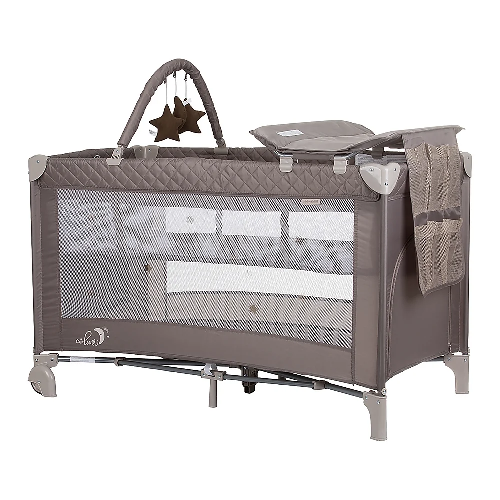 Patuturi copii - Patut pliabil cu saltea de infasat Chipolino Luna, Macadamia