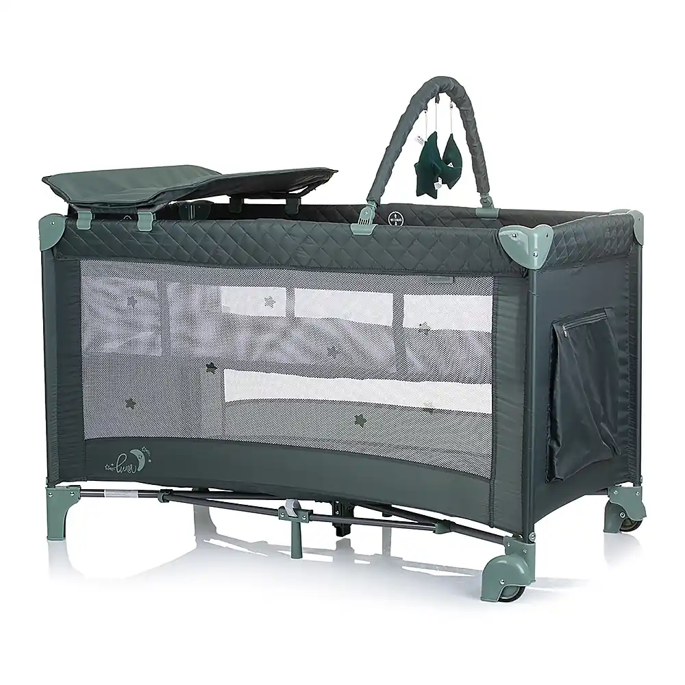 Patut pliabil cu saltea de infasat Chipolino Luna, Pastel green [1]