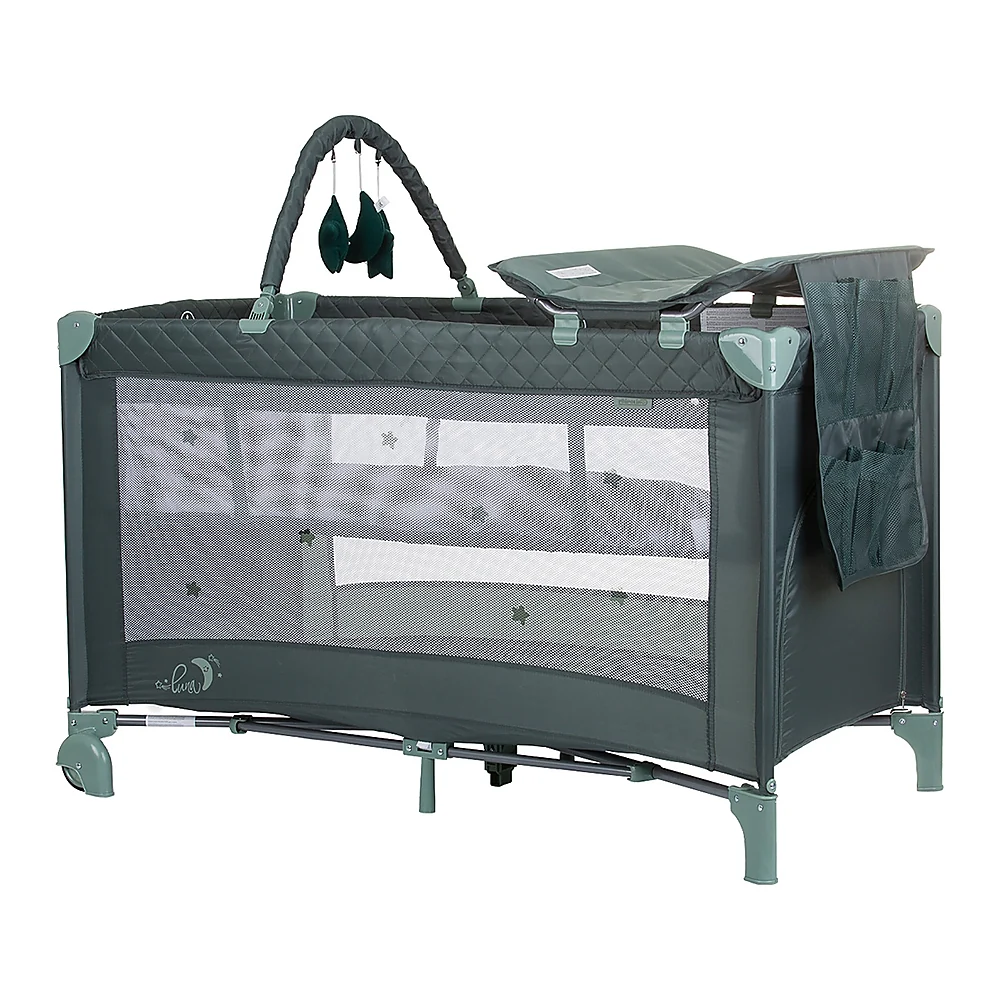 Camera copilului - Patut pliabil cu saltea de infasat Chipolino Luna, Pastel green