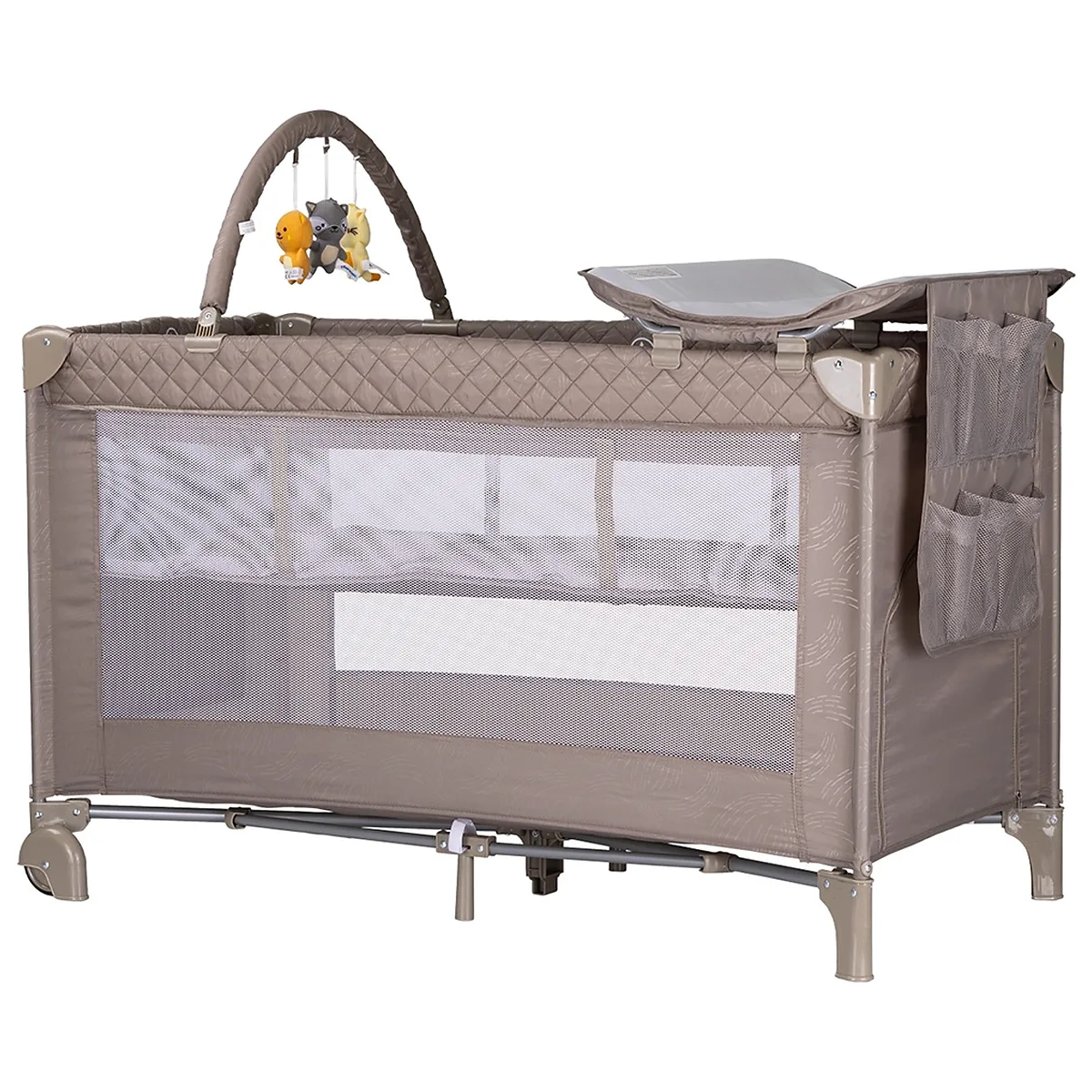 Patuturi copii - Patut pliabil cu saltea de infasat Chipolino Luna, Tiramisu 0 luni