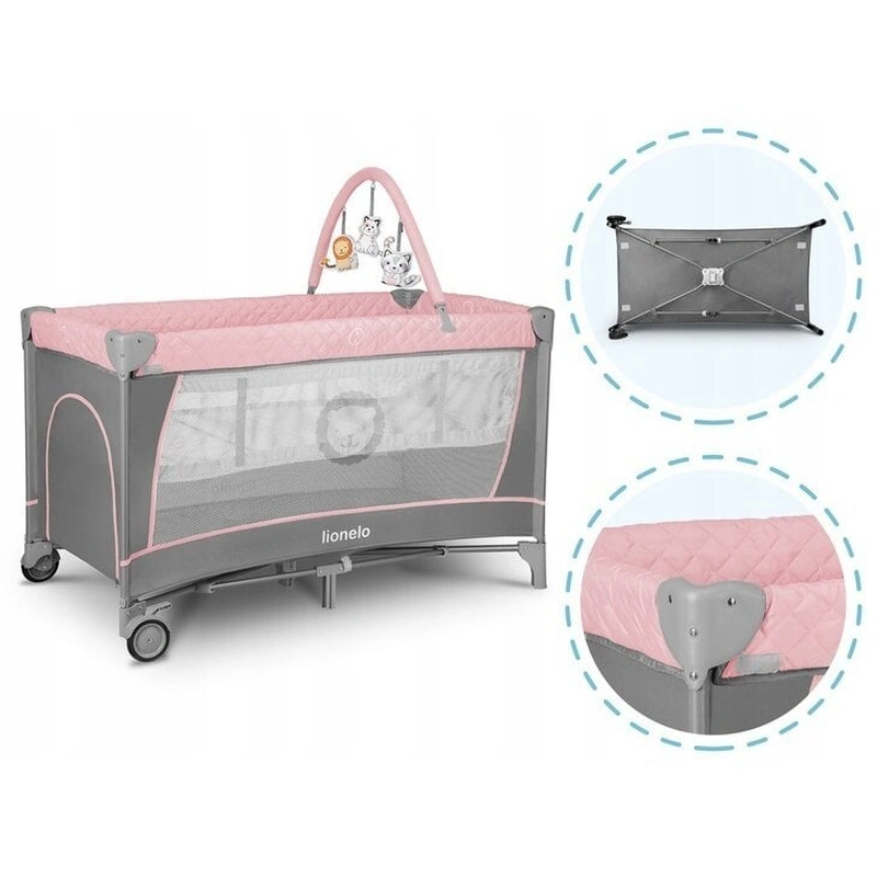 Patut pliant Lionelo Flower Roz 120x60 cm cu accesorii [11]