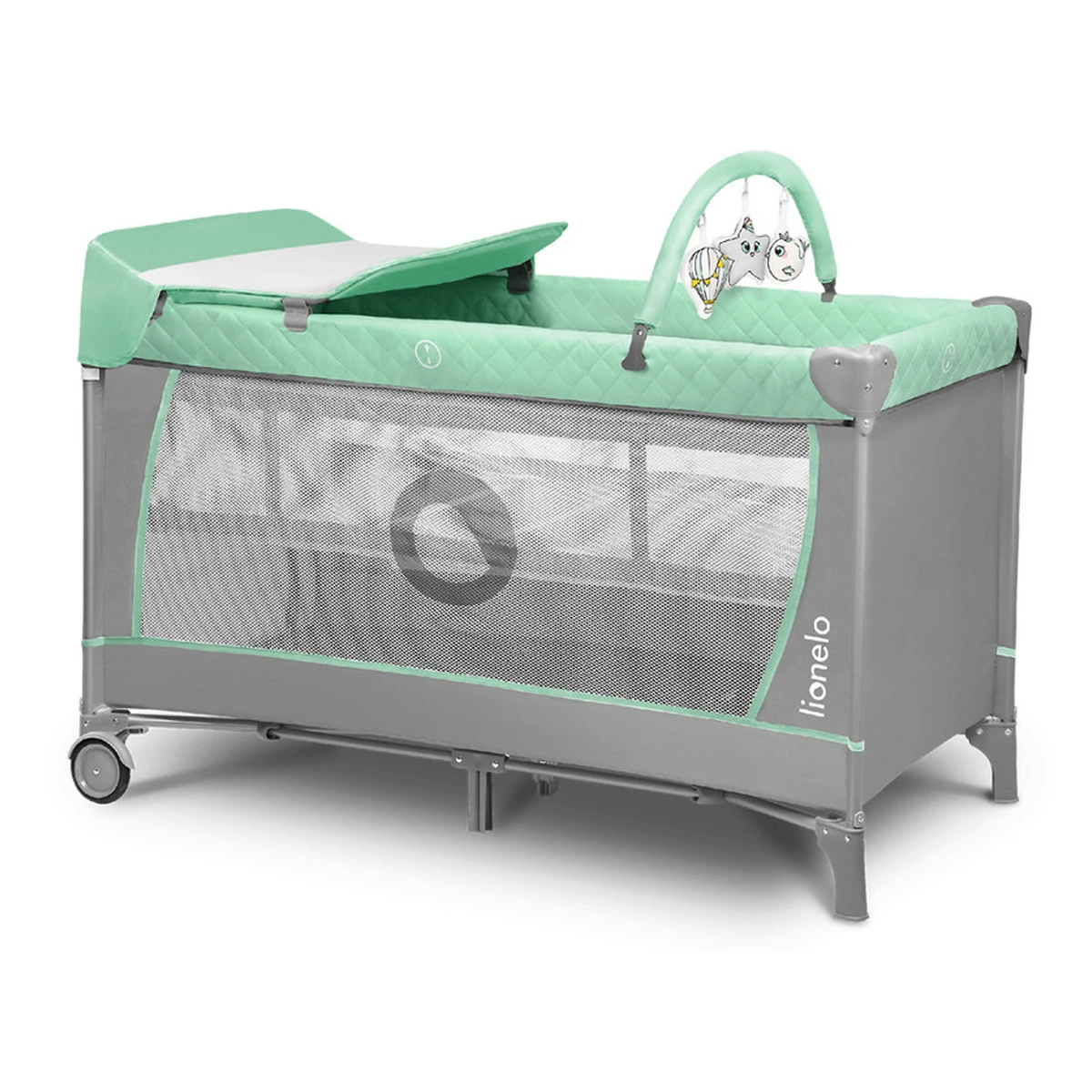 Patuturi copii - Patut pliant Lionelo Flower Turcoaz 120x60 cm