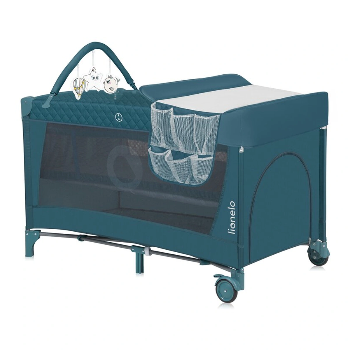 Patut pliant verde Lionelo Flower, 2 nivele, 120x60 cm