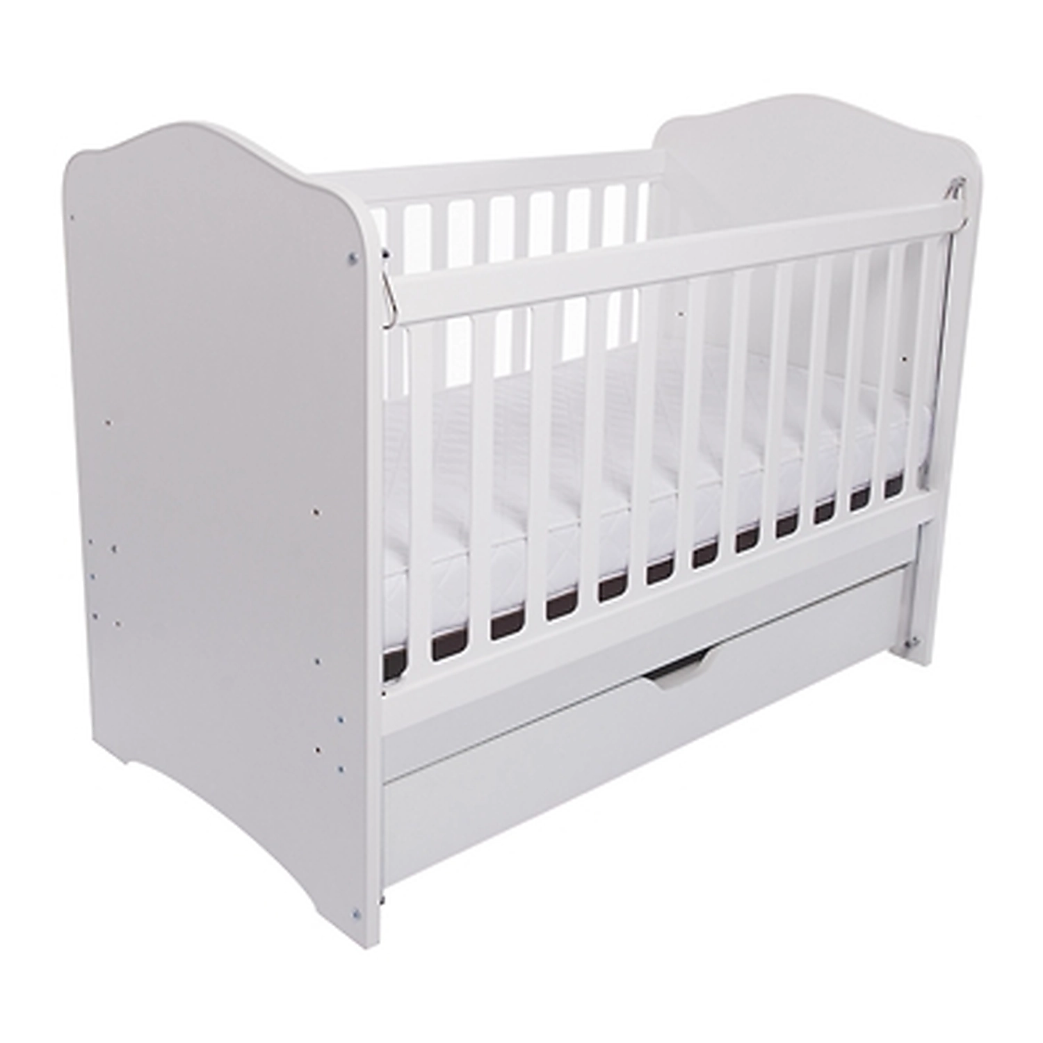 Patuturi din lemn - Patut VESSANTI Como, 120x60 cm, culisant cu sertar, Alb