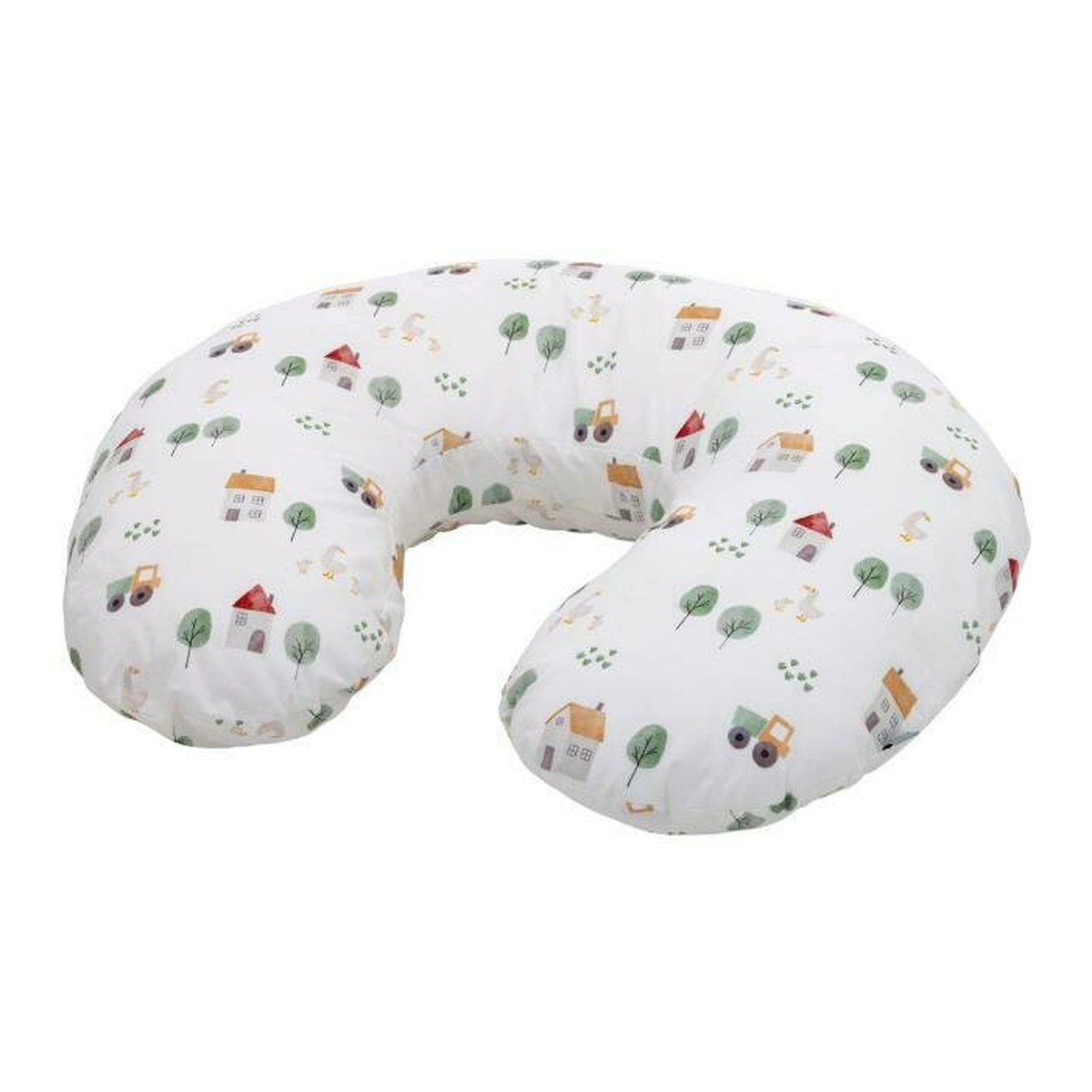 Alaptarea bebelusului - Perna alaptare, Bubaba, Cu husa detasabila, 70x60x18 cm, Farm/White