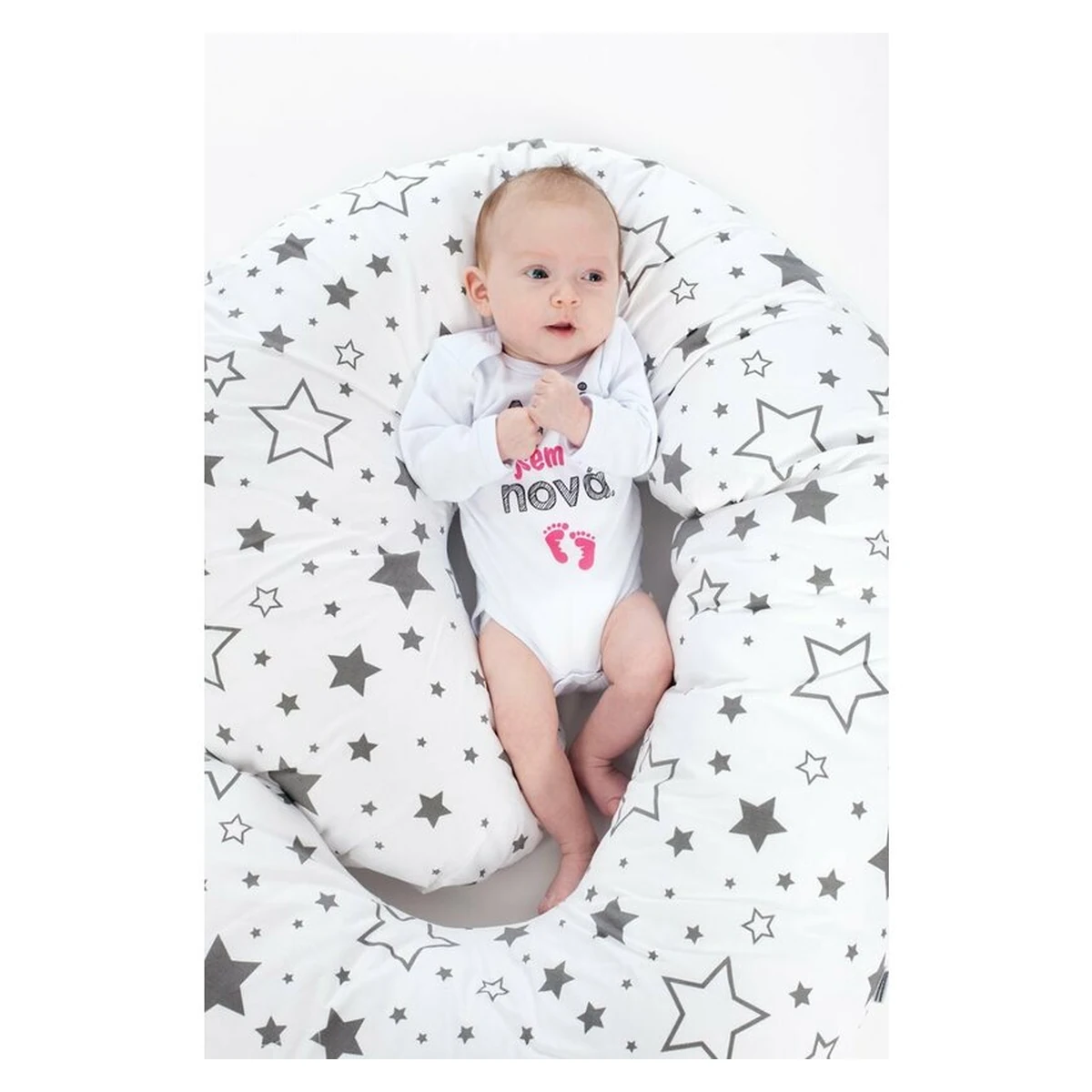 Perna alaptare, New Baby, Cu husa detasabila, In forma de C, Bumbac, Diametru 16 cm, Lungime in jurul circumferintei [5]