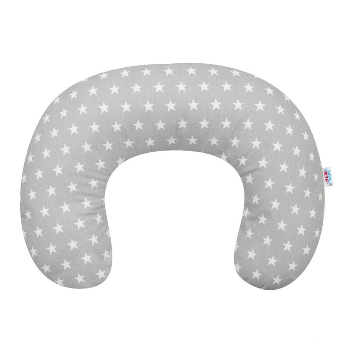 Pentru mami - Perna alaptare, New Baby, Diametru 16 cm, Bumbac antialergic, Husa detasabila, Stars Grey