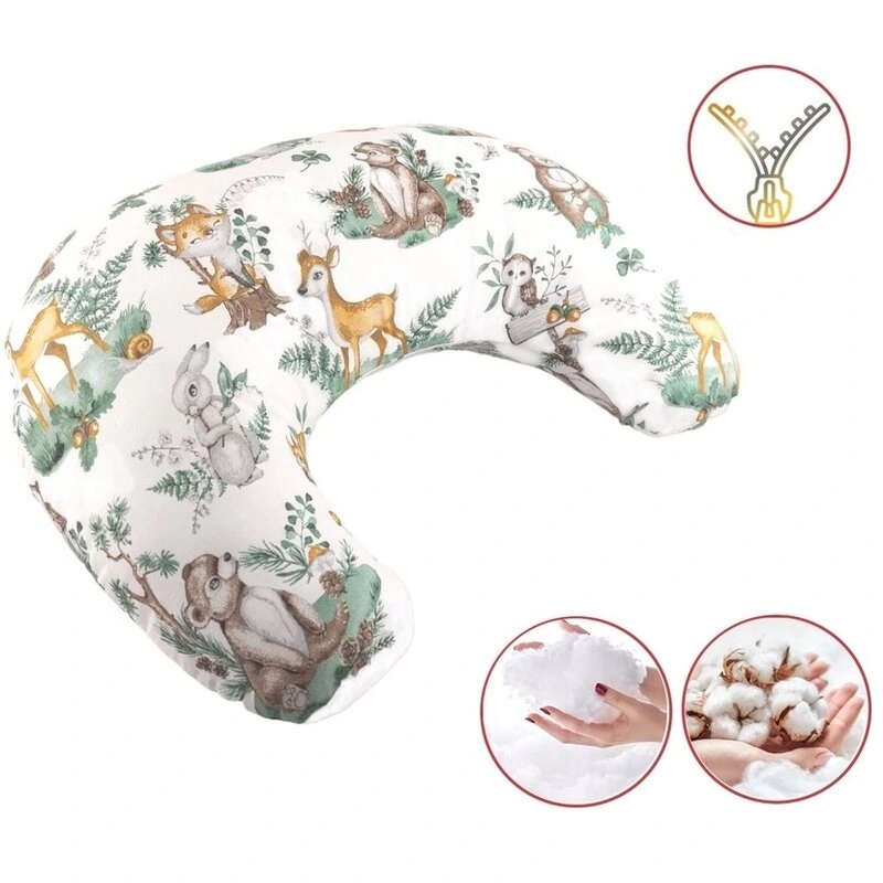 Perna pentru alaptat, Bocioland, Forest Animals, Cu husa detasabila, Din bumbac, 50x18 cm, Multicolor [1]