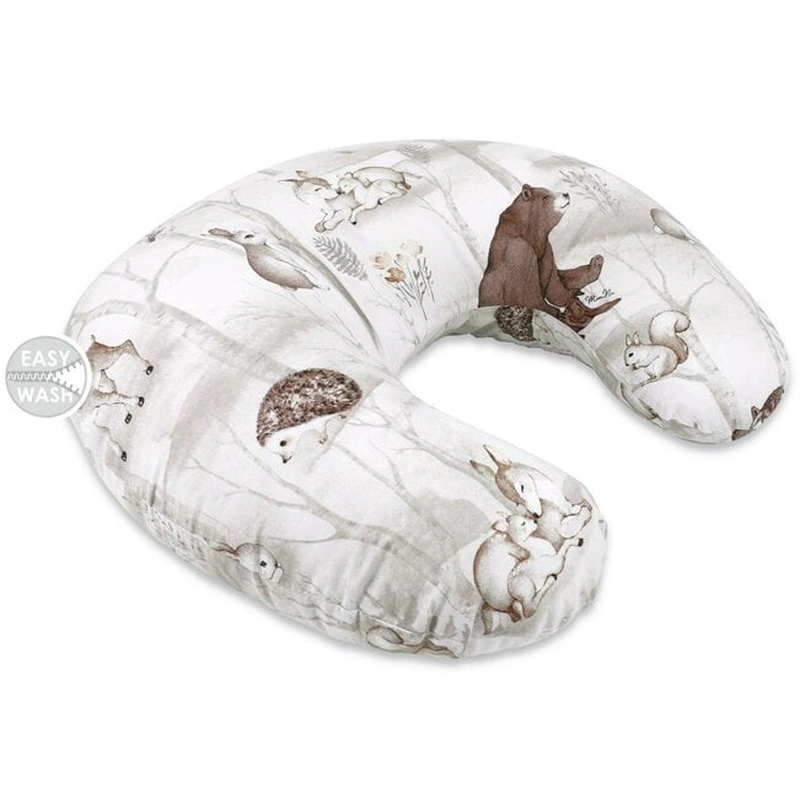 Pentru mami - Perna pentru alaptat, MimiNu, bumbac, Cu husa detasabila, Circumferinta 155 cm, Woodland