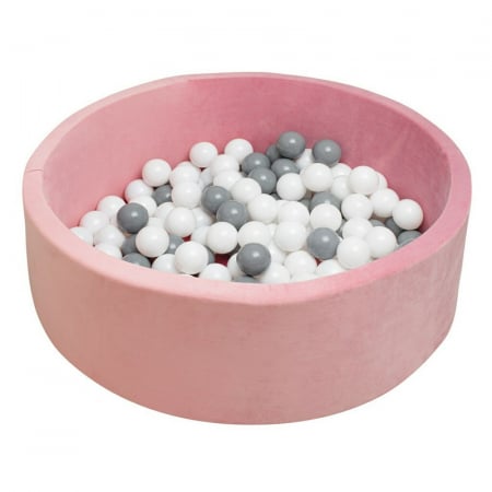 Piscine cu bile - Piscina uscata, New Baby, Cu 150 de bile (Alb, gri), 83 x 83 x 30 cm, Pink