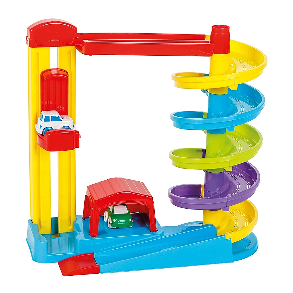 Masinute si camioane - Pista de masini Road Set with Car Lift cu 2 masinute