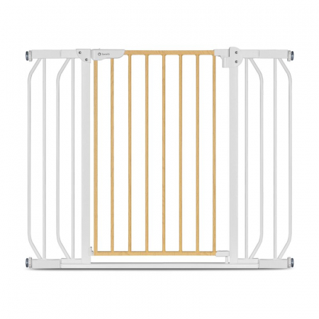 Porti de siguranta - Poarta de siguranta prin presiune Truus Slim, 105 cm, Conform cu standardul europeane de securitate EN1930, Alb/Natur