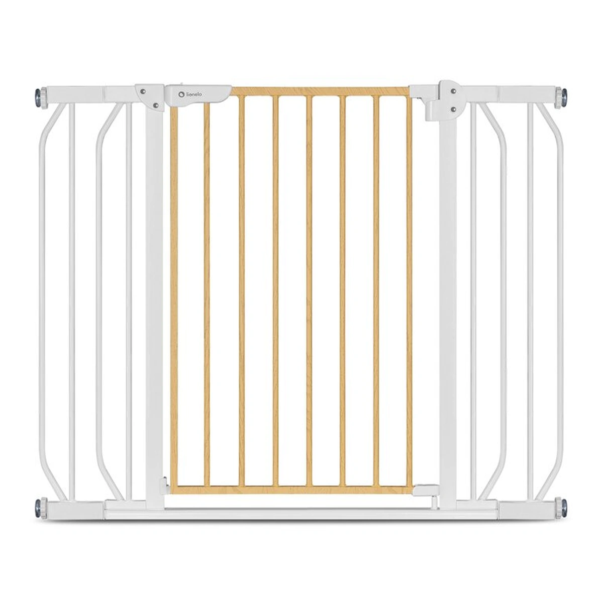 Porti de siguranta - Poarta de siguranta prin presiune Truus Slim, 105 cm, Conform cu standardul europeane de securitate EN1930, Alb/Natur