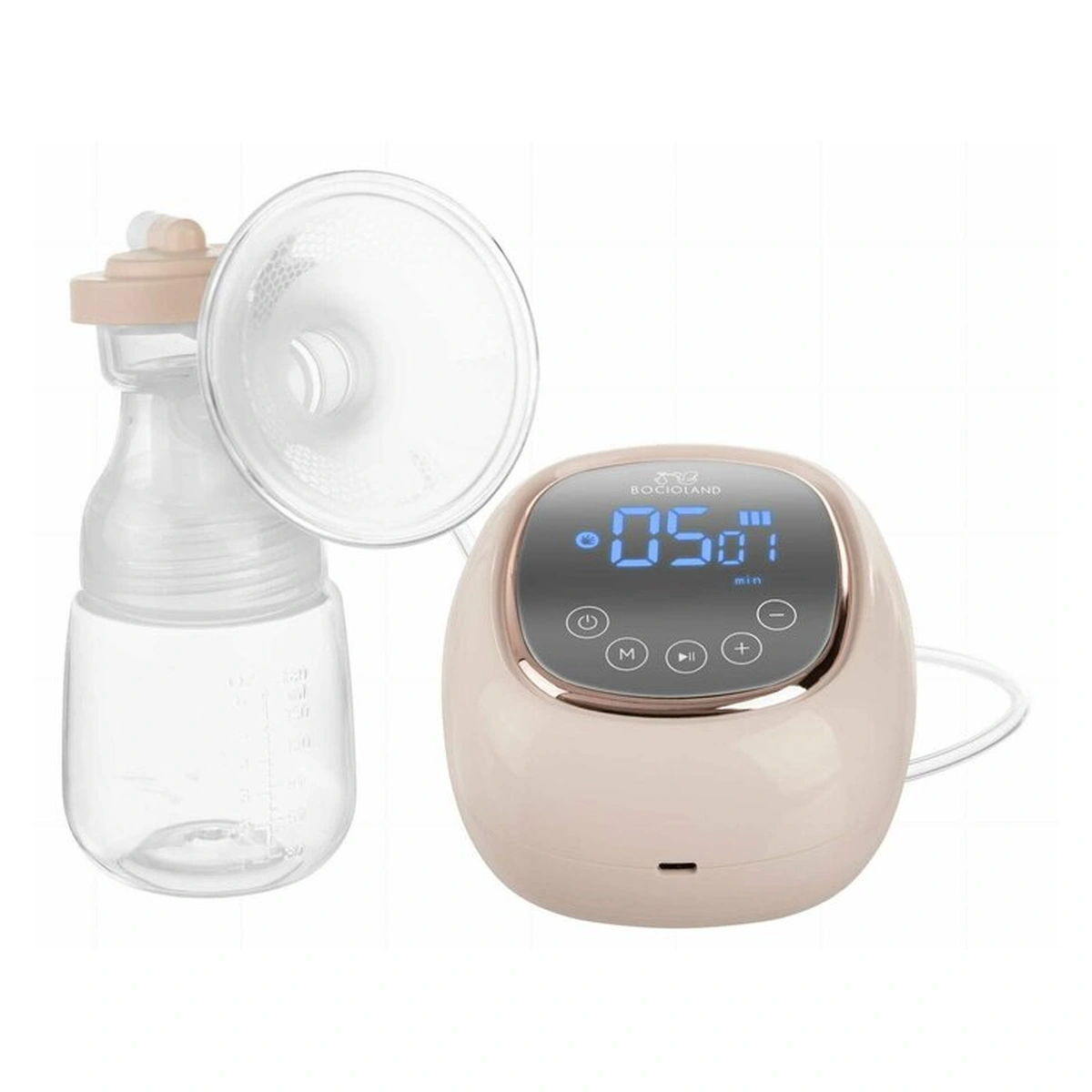 Pompe de san - Pompa san electrica, Bocioland, Emma, Modul de stimulare, Aspirare si functie masaj, Cu biberon si o suzeta, Pink