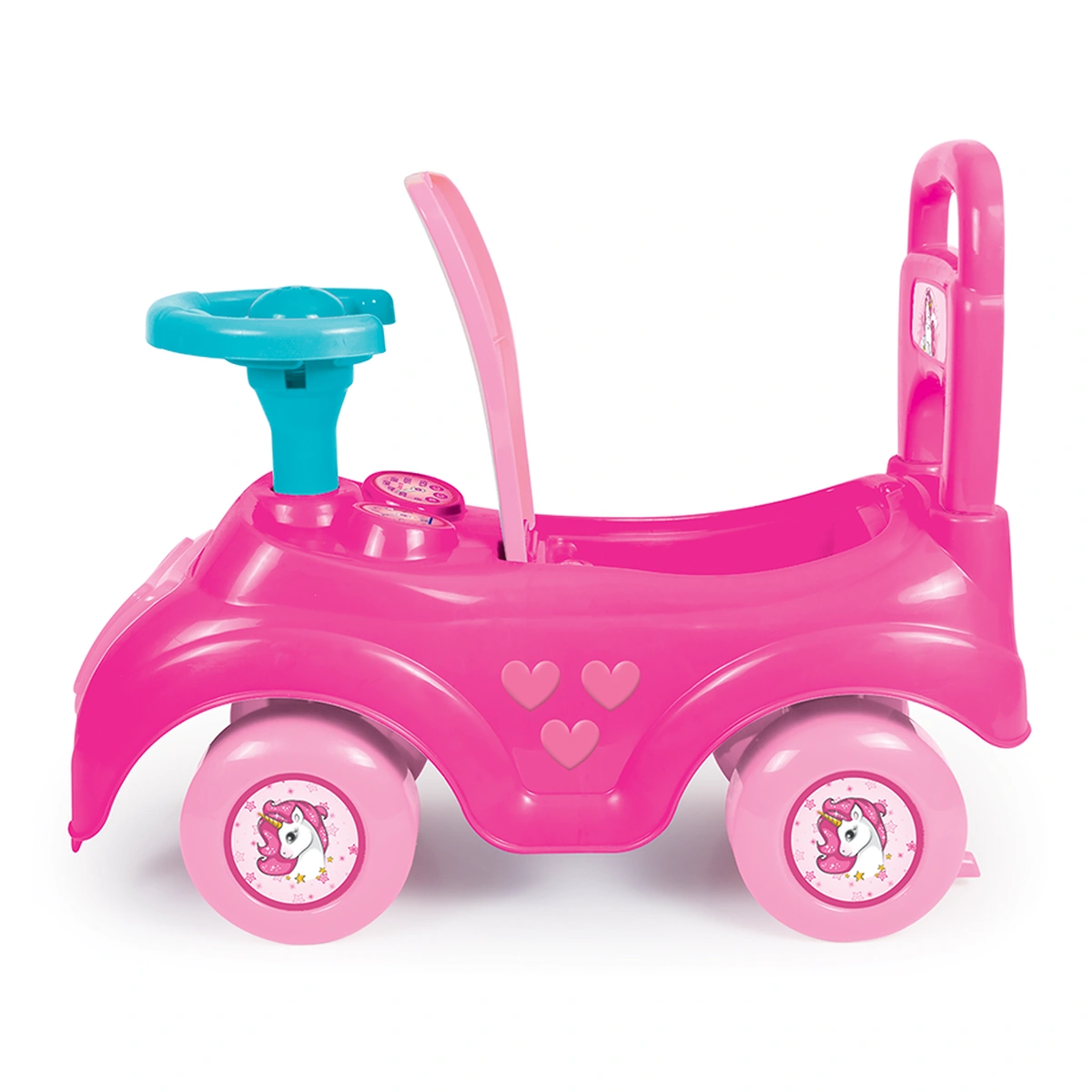 Masinute de impins pentru copii - Masinuta roz Unicorn DOLU 12 luni+ cu volan si claxon