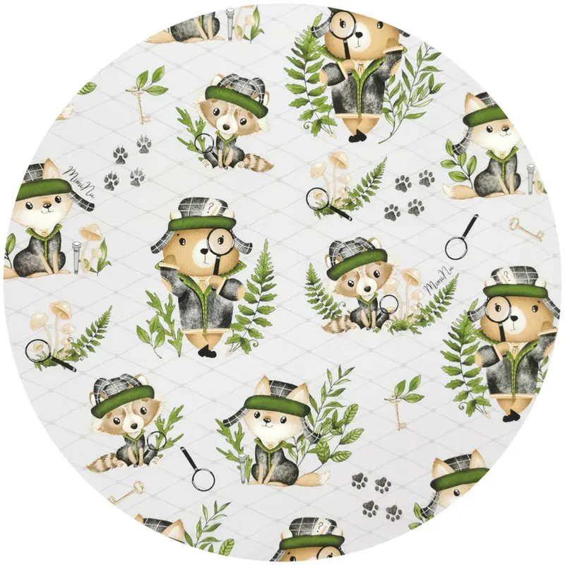 Prosop cu gluga, MimiNu, 100x100 cm, bumbac si thermo fleece, Detective Natural [2]