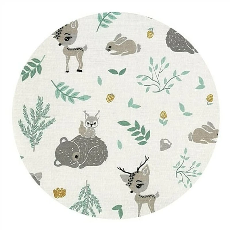 Prosop cu gluga, MimiNu, 100x100 cm, bumbac si thermo fleece, Forest Friends Mint [1]