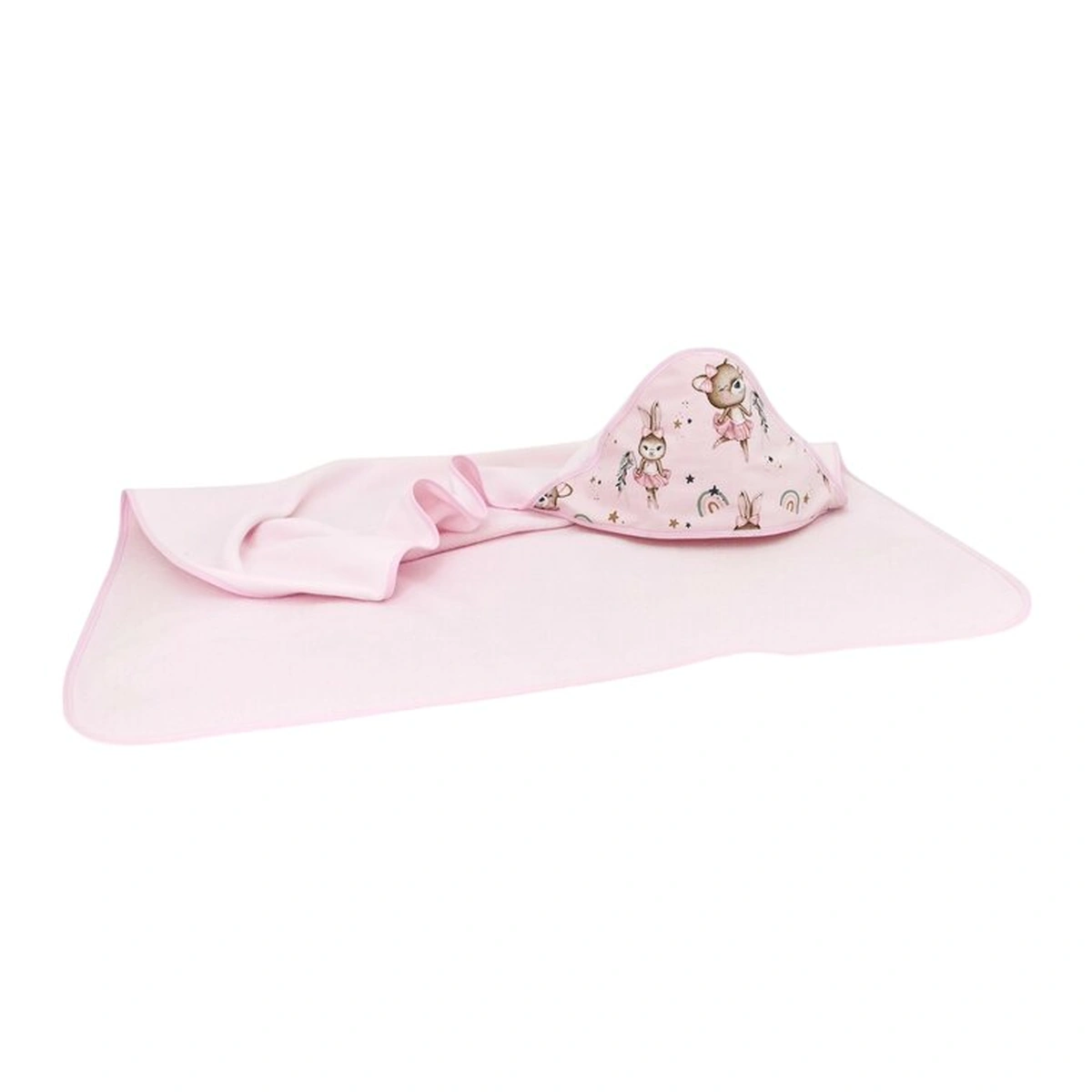 Baita celor mici - Prosop cu gluga, MimiNu, 100x100 cm, bumbac si thermo fleece, Little Ballerina Pink