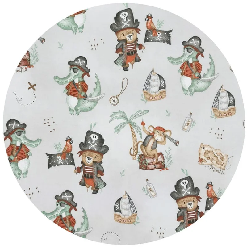 Prosop cu gluga, MimiNu, 100x100 cm, bumbac si thermo fleece, Pirates Natural [2]