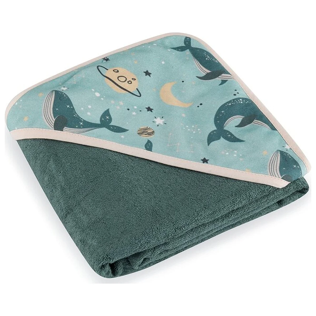 Prosoape si halate de baie - Prosop cu gluga, Petite&Mars, Loulou, Mare, 100 x 100 cm, 70% bambus, 30% bumbac, Certificare Oeko-Tex Standard 100,