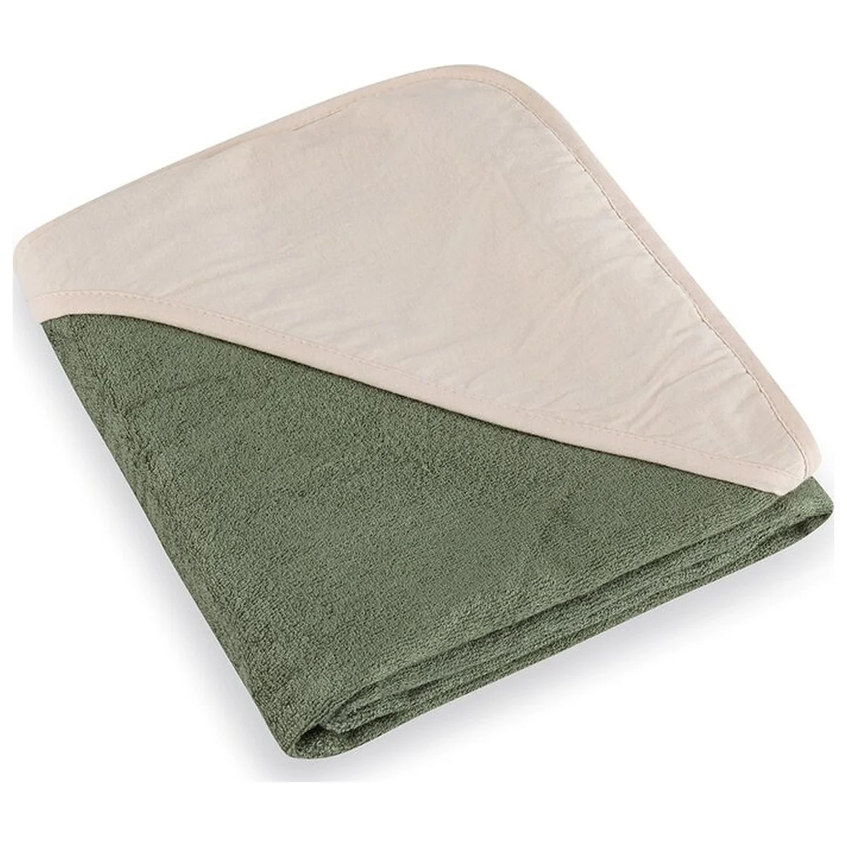 Prosoape si halate de baie - Prosop cu gluga, Petite&Mars, Loulou, 100 x 100 cm, 70% bambus, 30% bumbac, Verde Botanic