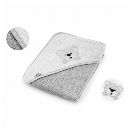 Prosop de baie, Bocioland, Cu gluga, 100% bumbac, 80x80 cm, Teddy Bear, Grey [2]