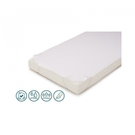 Protectie impermeabila, Petite&Mars, Pentru saltele de 120x60, Cu benzi elastice, Alb [1]