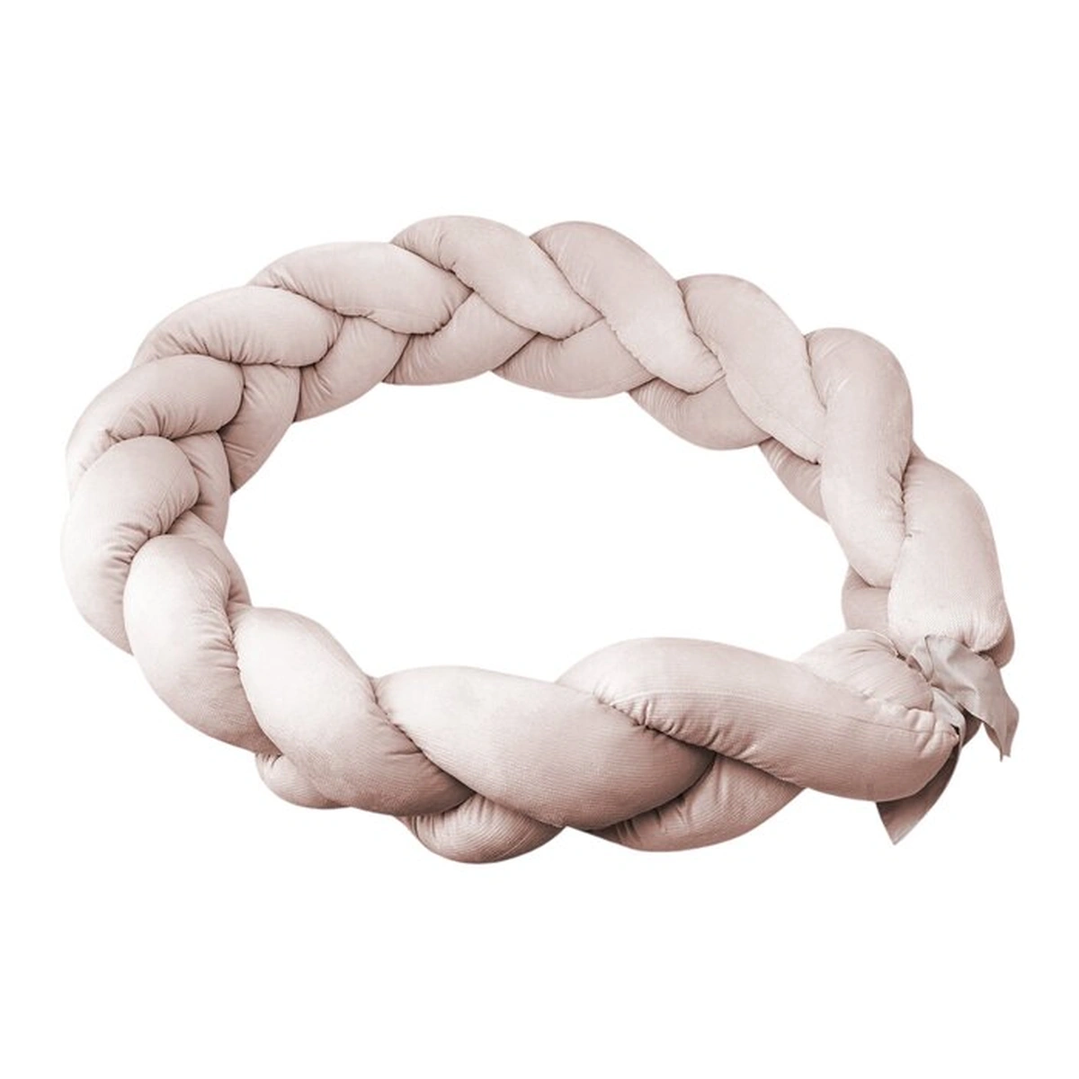 Somnul celor mici - Protectie laterala, MimiNu, Pentru patut, Tip Bumper impletit, Din catifea, 220x23 cm, Beige Pink